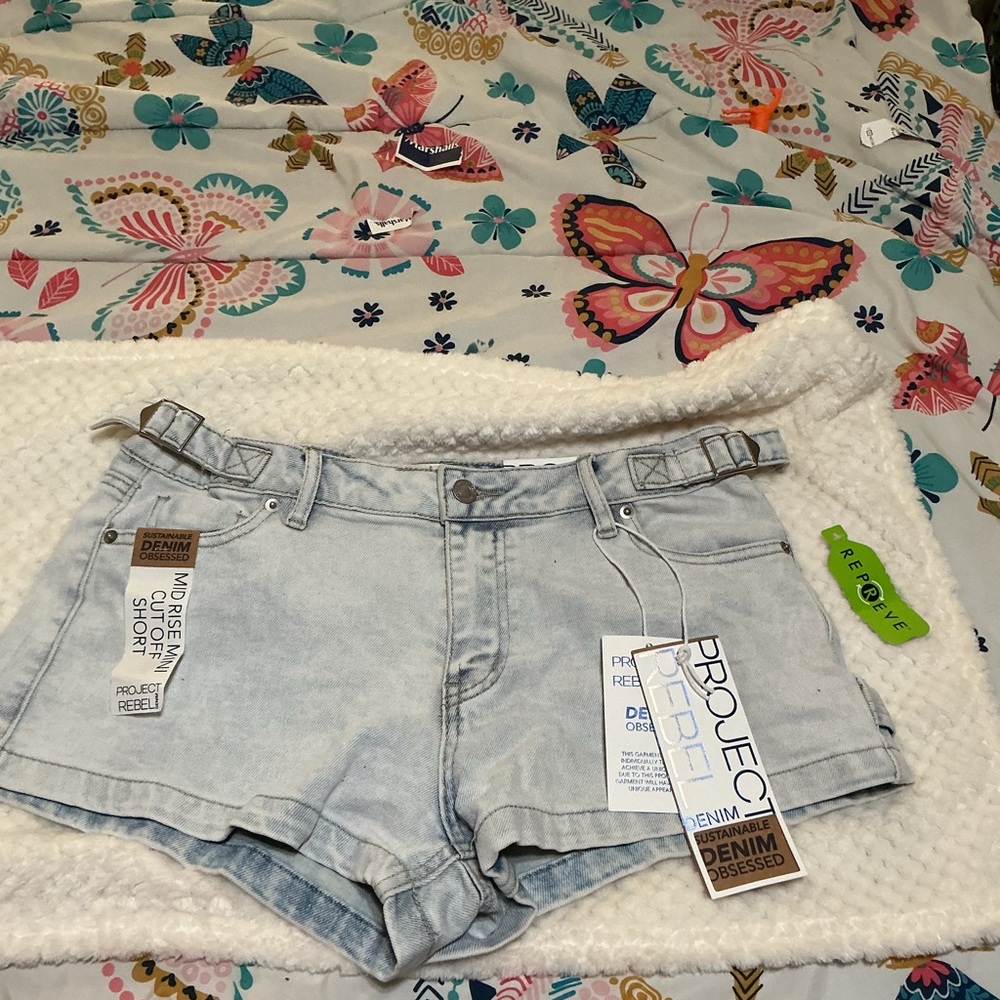 Rebels Light Wash Denim Jean Shorts